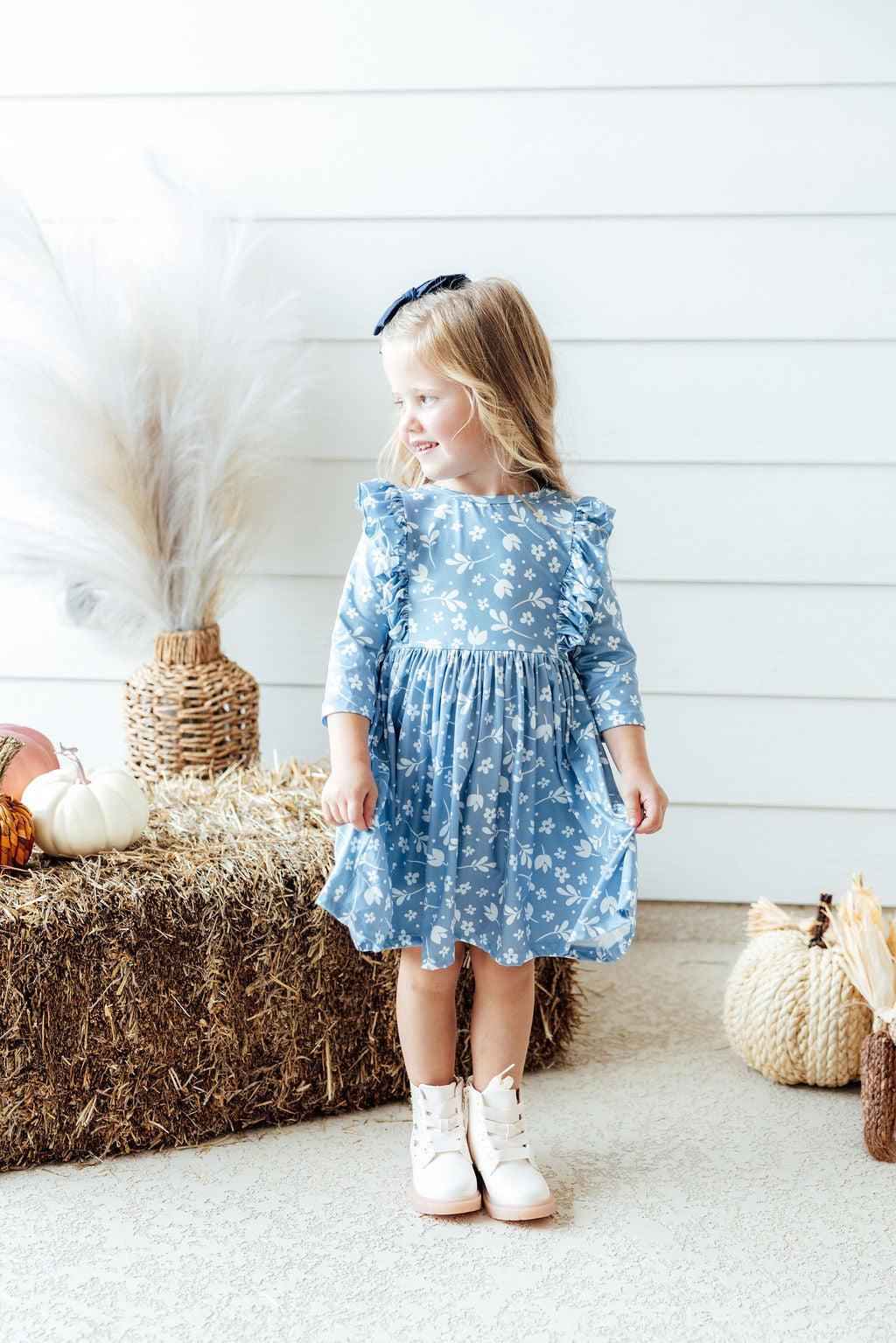 Bluebell 3/4 Sleeve Ruffle Twirl Dress
