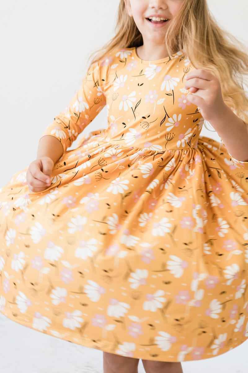 Dandelions in Fall 3/4 Sleeve Pocket Twirl Dress