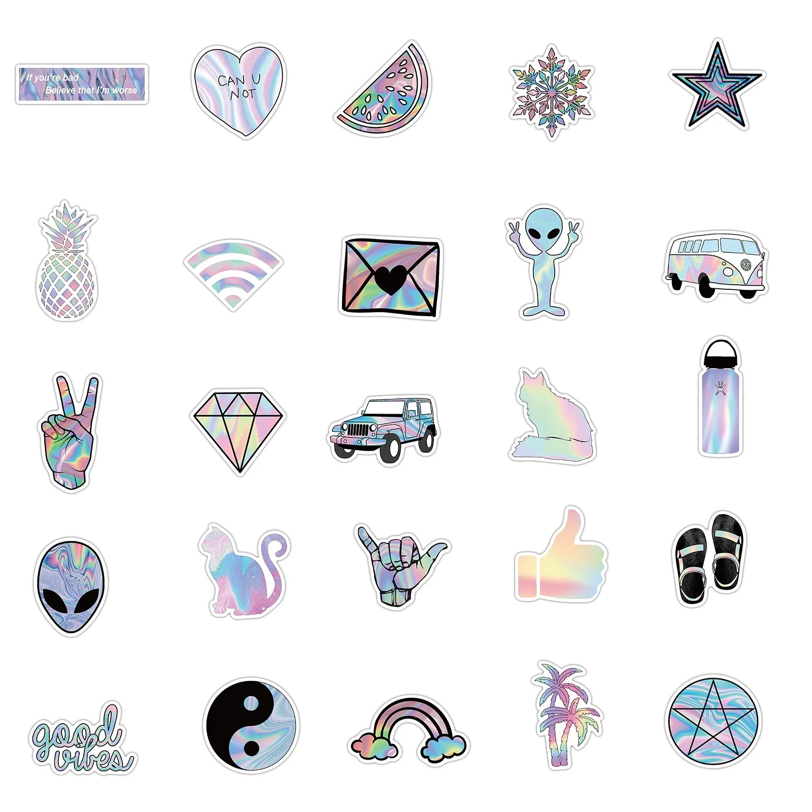 50PCS Cartoon VSCO Girl Stickers – DIY Watercolor Stickers for Luggage, Scrapbooks, Notebooks & Card Decoration