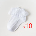 10 Pairs/lot Baby Girls Kids Socks Lace Ruffle Princess Mesh Children Ankle Short Breathable Cotton White Pink Blue Toddler Sock