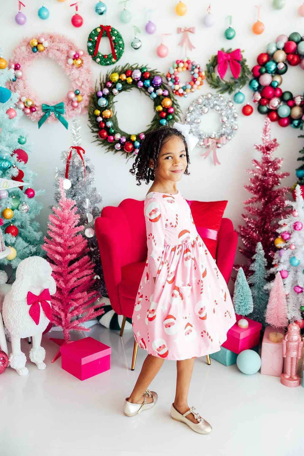 Jingle Bells 3/4 Sleeve Pocket Twirl Dress
