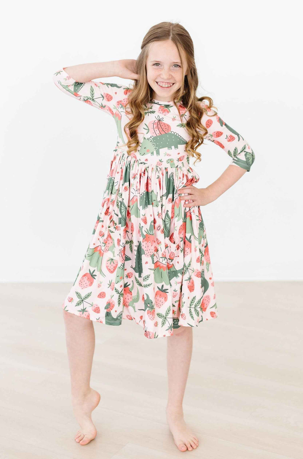 Hear Me Roar 3/4 Sleeve Pocket Twirl Dress