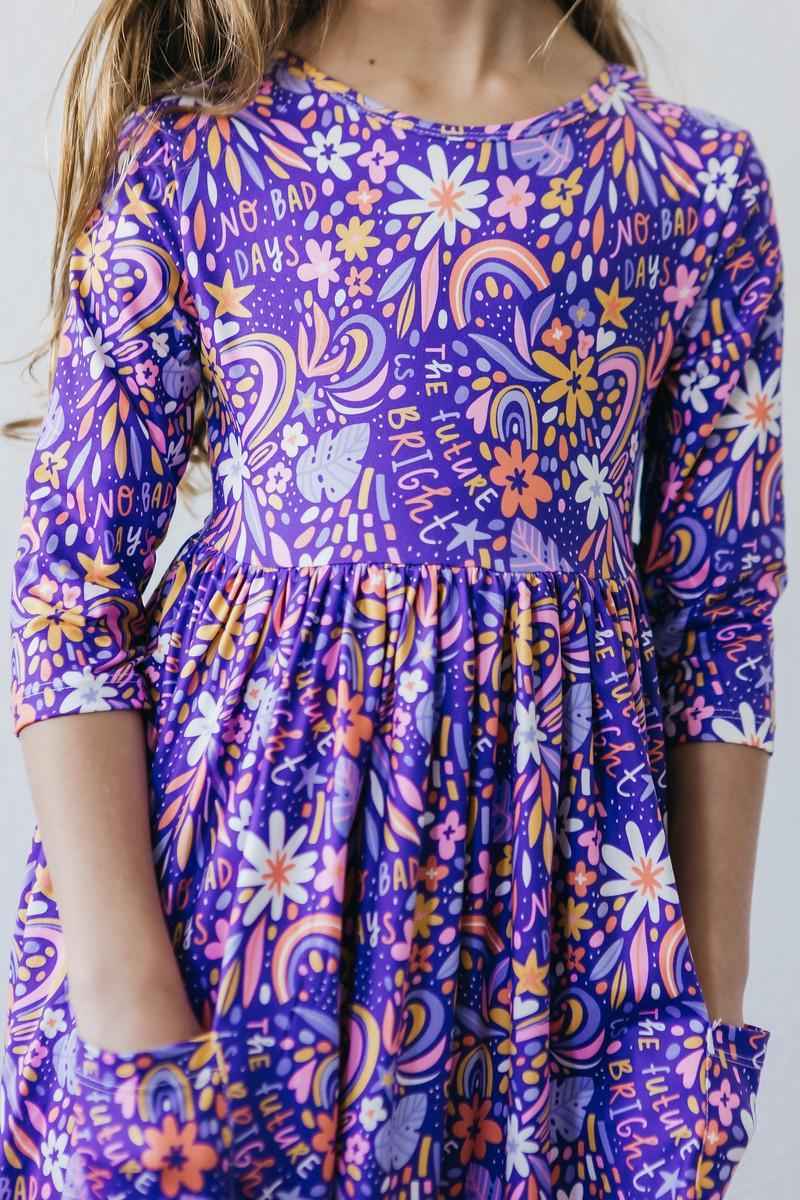 No Bad Days 3/4 Sleeve Pocket Twirl Dress