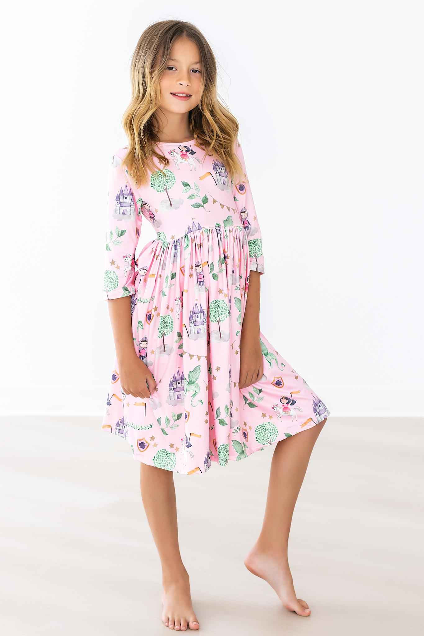 Once Upon a Time 3/4 Sleeve Pocket Twirl Dress
