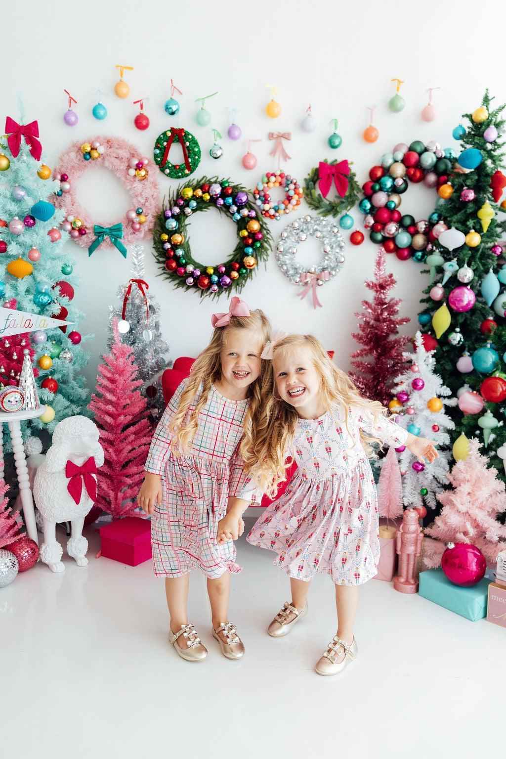 Pink Nutcracker 3/4 Sleeve Pocket Twirl Dress