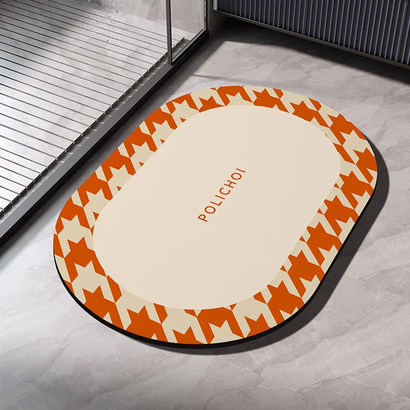 Diatomaceous Earth Bath Mat – Absorbent, Non-Slip Quick-Dry Bathroom & Toilet Floor Rug, Washable Shower Pad