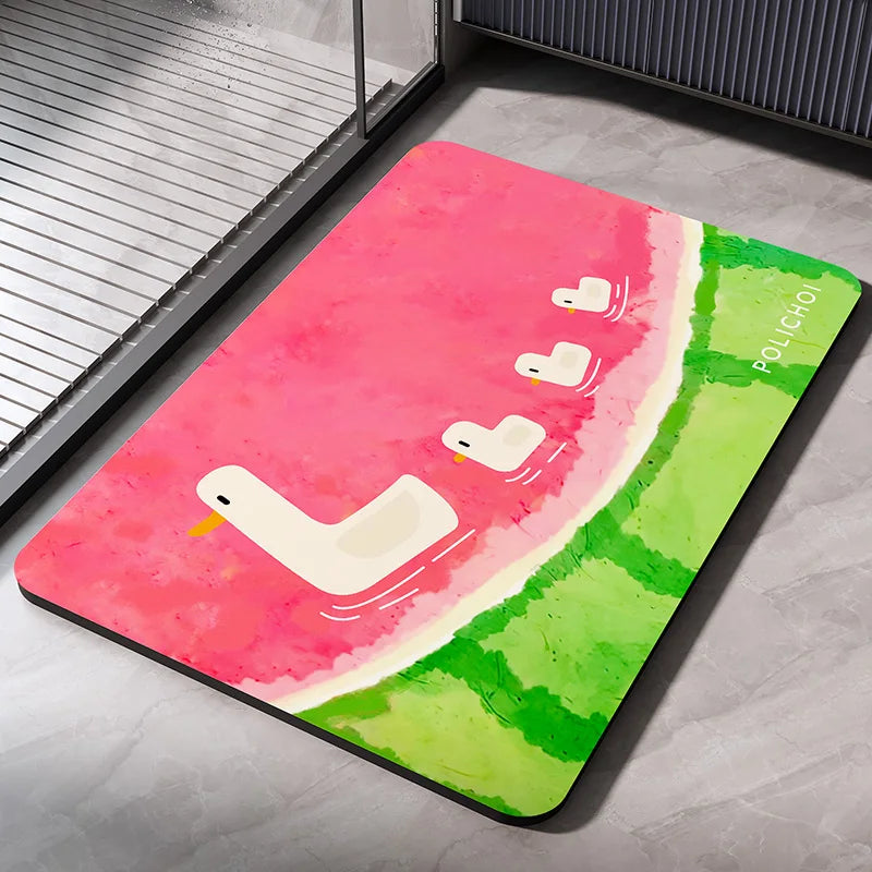 Diatomaceous Earth Bath Mat – Absorbent, Non-Slip Quick-Dry Bathroom & Toilet Floor Rug, Washable Shower Pad