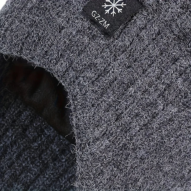 Winter warm woolen hat for middle-aged and elderly people, men's one-piece snowflake ear protection, thickened knitted hat for a