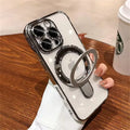 Luxury MagSafe Bracket Case for iPhone 16 & 17 – Clear Acrylic with Magnetic Ring Stand
