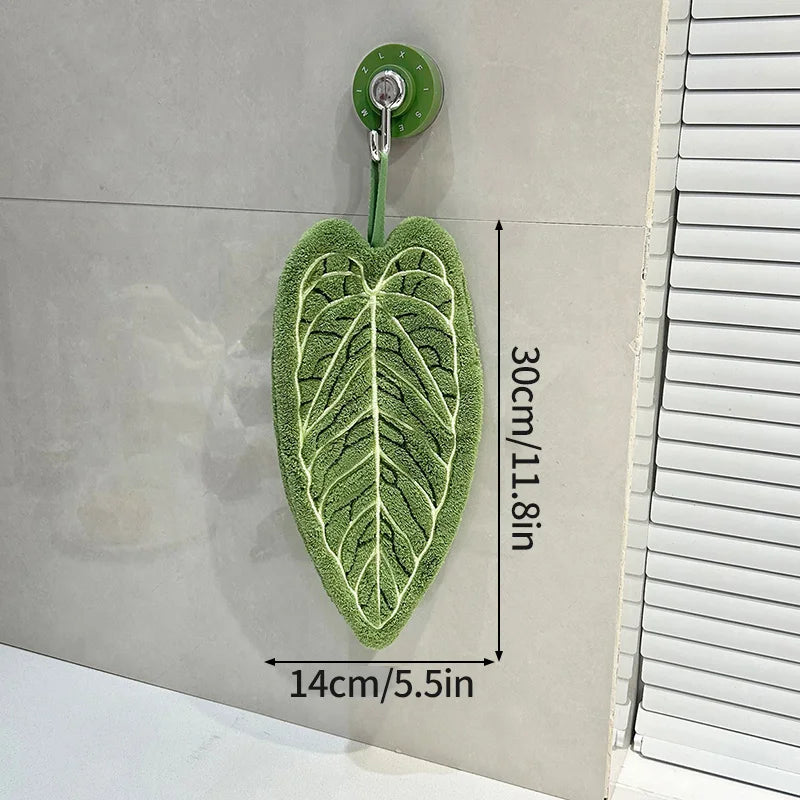 Hot Plant Hand Towel Cleaning Towel Absorbent Handkerchief Hanging Thickened Kitchen Towel Bathroom Kitchen Accessories